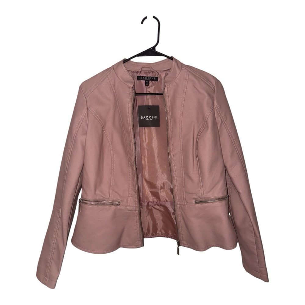 Baccini Pink Leather Jacket Sleek Design